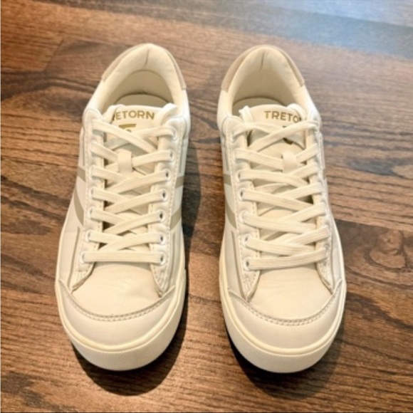 Tretorn Shoes - Tretorn Cream Lace-Up Low-Top Sneakers